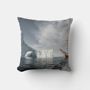 COJÍN DECORATIVO BARCO MARRÓN CERCA DE GLACIER DURANTE EL DÍA