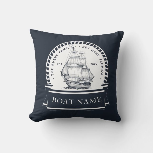 Cojín Decorativo Barco Náutico Personalizado de Lujo (Anverso)