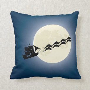 Cojín Decorativo Barco pirata de Santa del navidad con los delfínes