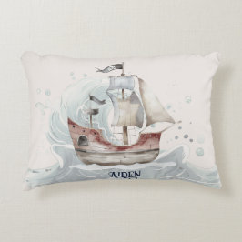 Cojín Decorativo Barco pirata del océano divertido y lindo para niñ