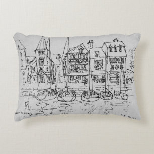 Cojín Decorativo Barcos en el puerto de Honfleur  Normandía, Franci