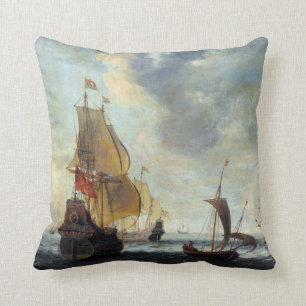 Cojín Decorativo Barcos holandeses en una brisa animada