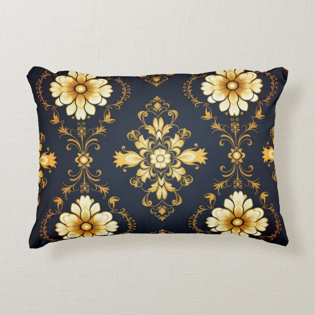 Cojín Decorativo "Barockes Ornament-Muster in Gold und Schwarz" (Anverso)