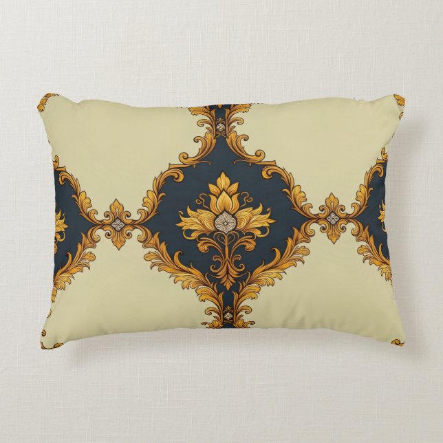 Cojín Decorativo "Barockes Ornament-Muster in Gold und Schwarz" (Anverso)