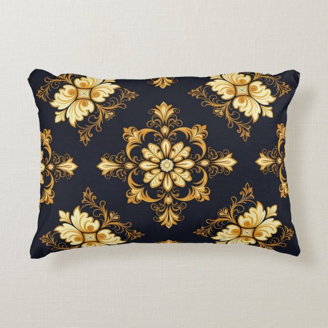Cojín Decorativo "Barockes Ornament-Muster in Gold und Schwarz" Dec (Anverso)
