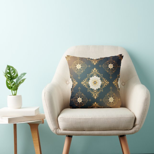 Cojín Decorativo "Barockes Ornament-Muster in Gold und Schwarz" Dec (Silla)