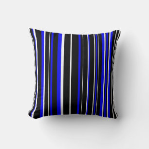 Cojín Decorativo Barra de código de barras negra, azul y blanca