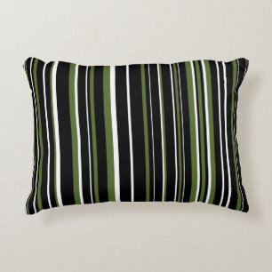 Cojín Decorativo Barra de código de barras negra, verde oliva y bla