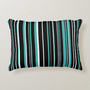Cojín Decorativo Barra de código de barras negra, verdigris y blanc