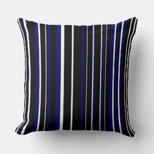 Cojín Decorativo Barra de código negro, azul marino oscuro y blanco