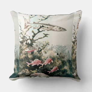 Cojín Decorativo Barracuda y peces de arrecife