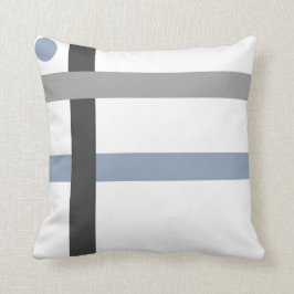Cojín Decorativo Barras blancas azules grises negras geométricas