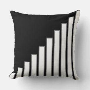 Cojín Decorativo Barras blancas con forma de media luna en negro