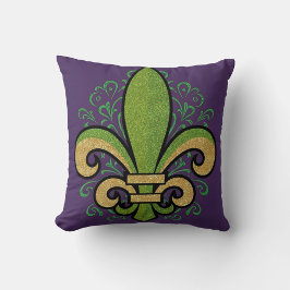 Cojín Decorativo Barrio francés fleur-de-lis Mardi Gras púrpura