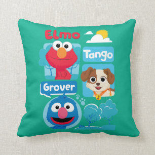 Cojín Decorativo Barrio Sésamo   Gráfico Elmo, Tango y Grover Park