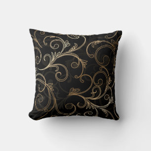 Cojín Decorativo Barroco de Oro Negro