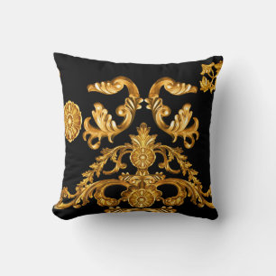 Cojín Decorativo Barroco dorado, elementos ornamentales.