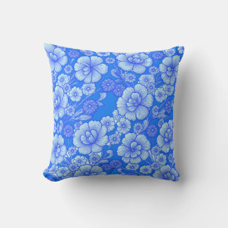 Cojín Decorativo Barroco Floral Primavera Azul
