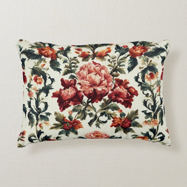 Cojín Decorativo Barroco italiano. Flores y hojas de moda (Anverso)