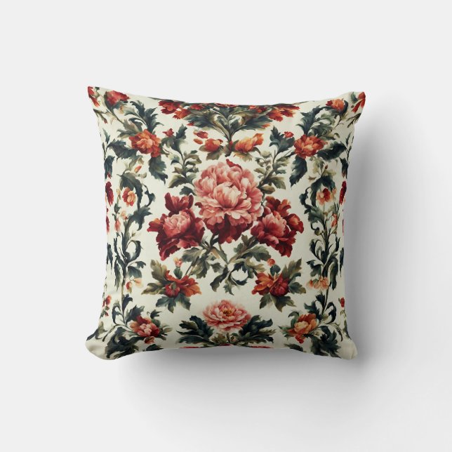 Cojín Decorativo Barroco italiano. Flores y hojas de moda (Anverso)
