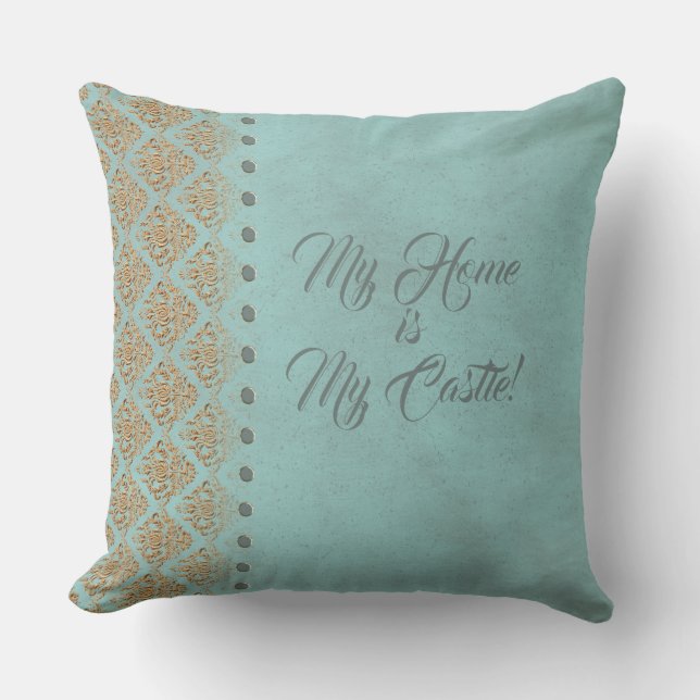 Cojín Decorativo Barroco turquesa - Pillow (Anverso)