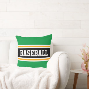 Cojín Decorativo BASEBALL Fun Bright Green Black Athletic Stripes