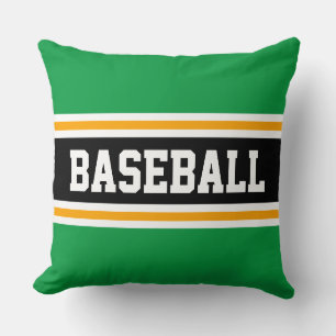 Cojín Decorativo BASEBALL Fun Bright Green Black Athletic Stripes