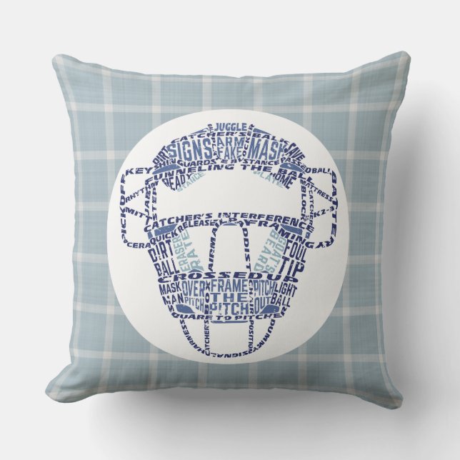 Cojín Decorativo Baseball Sofball Catchers Mask Calligram Pillow (Anverso)