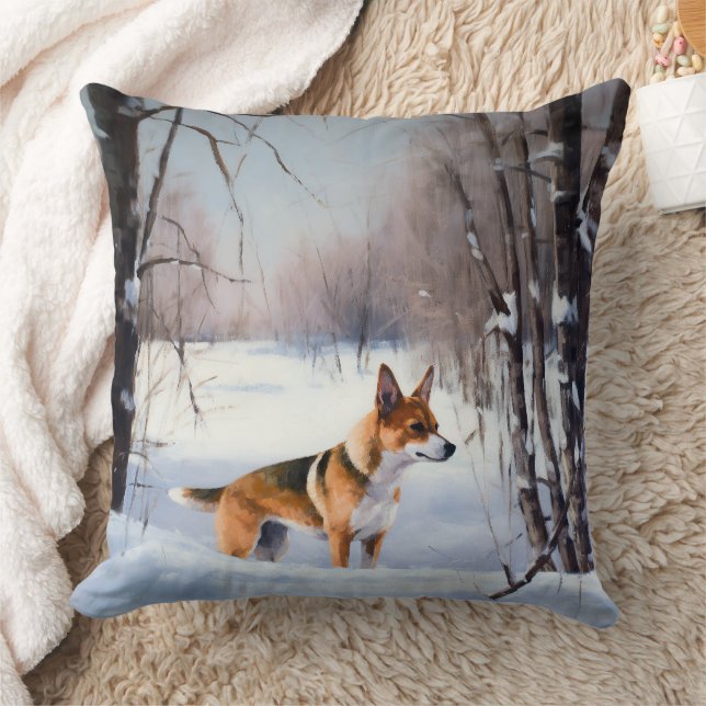 Cojín Decorativo Basenji deja que nieve Navidades (Manta)