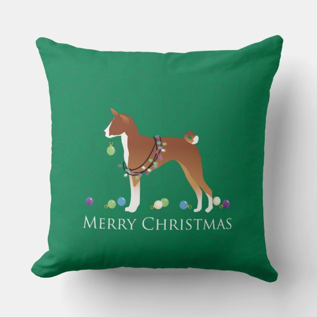 Cojín Decorativo Basenji Dog Merry Christmas Design (Anverso)