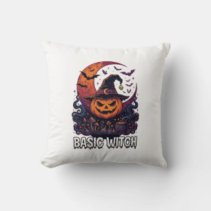 Cojín Decorativo Básica Bruja Halloween Calabaza Luna Creciente Cal