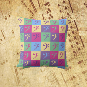 Cojín Decorativo Bass Clef Music Pattern Bright