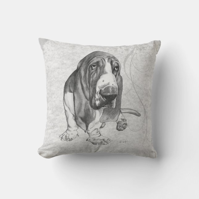 Cojín Decorativo Basset Hound (Anverso)