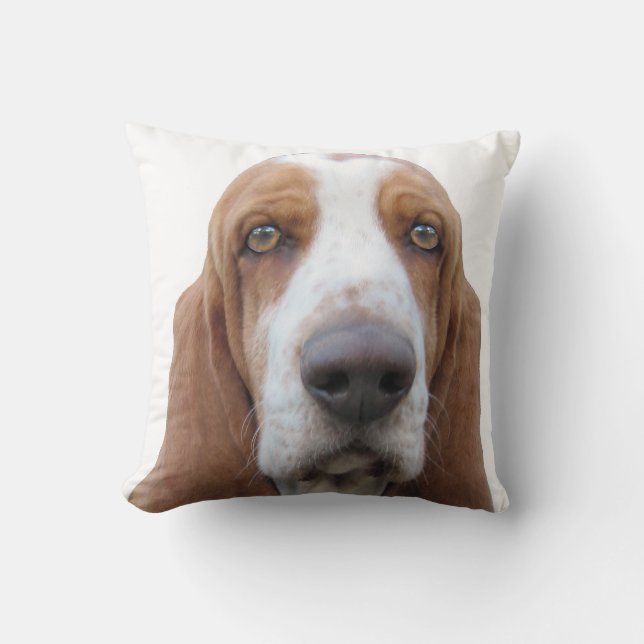 Cojín Decorativo Basset Hound a gritar alrededor (Anverso)