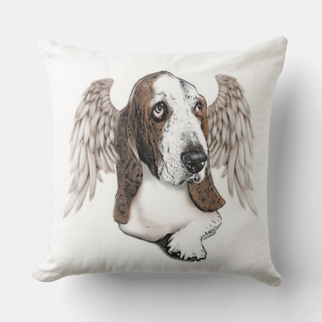 Cojín Decorativo Basset Hound angelical (Anverso)