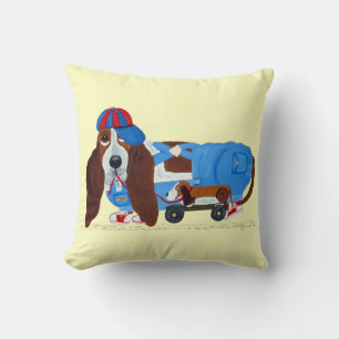 Cojín Decorativo Basset Hound con juguete de arrastre