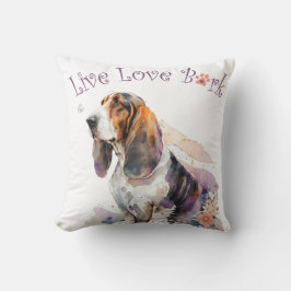 Cojín Decorativo Basset Hound Dog Mom Floral