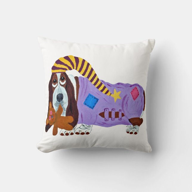 Cojín Decorativo Basset Hound in PJs with teddy bear (Anverso)