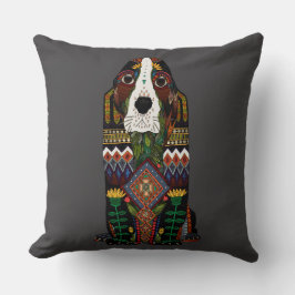 Cojín Decorativo Basset Hound love pewter