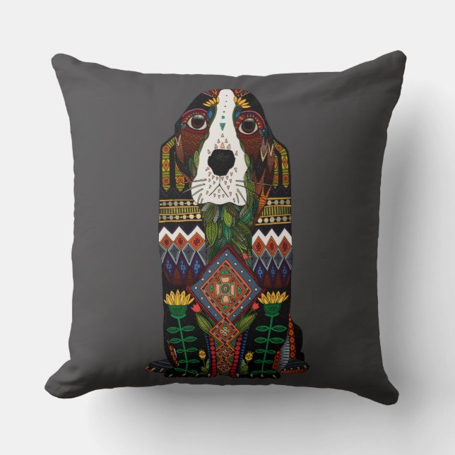 Cojín Decorativo Basset Hound love pewter (Anverso)