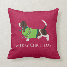 Cojín Decorativo Basset Hound Merry Christmas Design