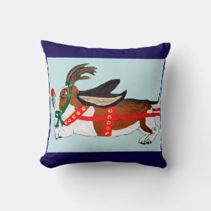 Cojín Decorativo Basset Hound Rudolph La Reno Rojo