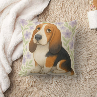 Cojín Decorativo Basset Hound Throw Pillow Gift for Dog Lovers Flor