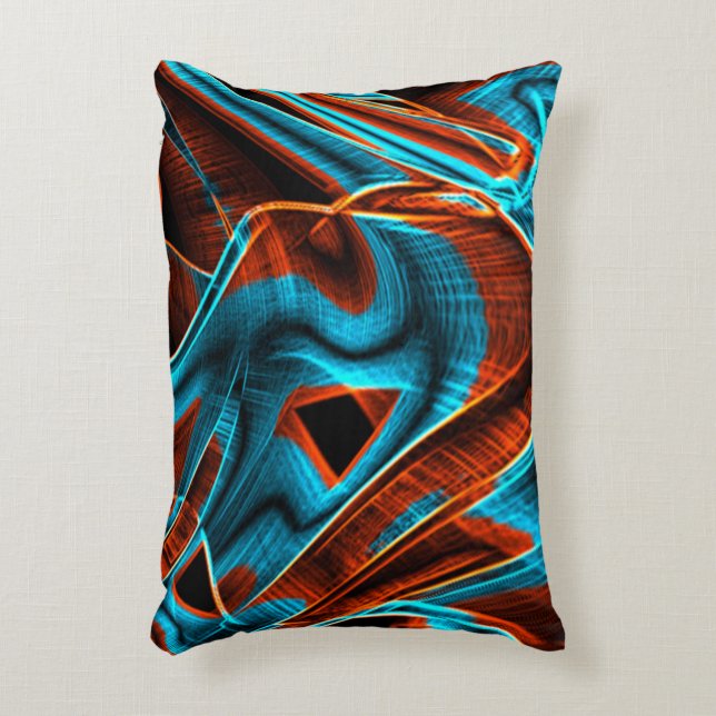 Cojín Decorativo Bastante azul torcido y rojo quemado con ranuras (Frente (Vertical))