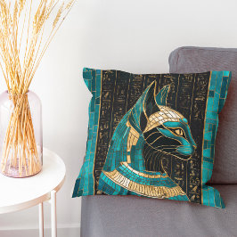 Cojín Decorativo Bastet de diosa gata egipcia -arte mosaico