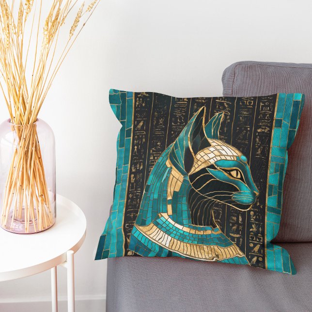 Cojín Decorativo Bastet de diosa gata egipcia -arte mosaico (Subido por el creador)