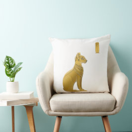 Cojín Decorativo Bastet dorado - Gato Diosa Egipcia de Protección