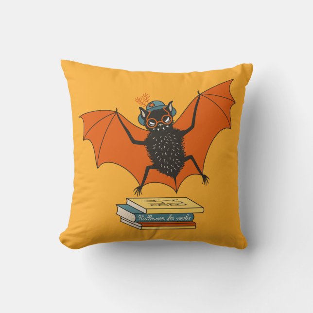 Cojín Decorativo Bat Book Lover Funny Halloween (Anverso)