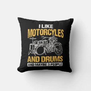 Cojín Decorativo Baterista Tocando Me gustan las motocicletas y los