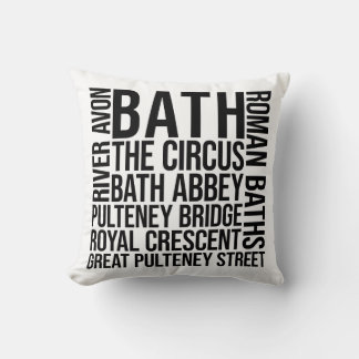 Cojín Decorativo Bath, monumentos del Reino Unido Tipografía - Arte